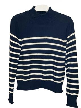 Heritage Rollneck™ Sweater In Navy White Stripe Size Medium